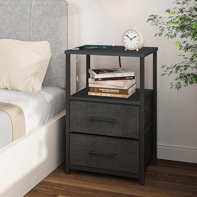 TUTOTAK End Table with Charging Station, Side Table with 2 USB Ports and Outlets - Image 8