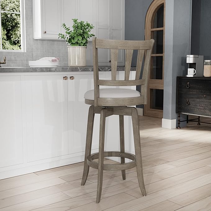 Hillsdale, Presque Isle Wood Bar Height Swivel Stool, Aged Gray - Image 14
