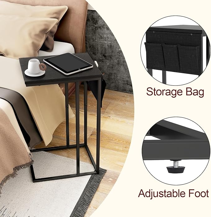 C Shaped End Table Set of 2, Side Table - Image 4