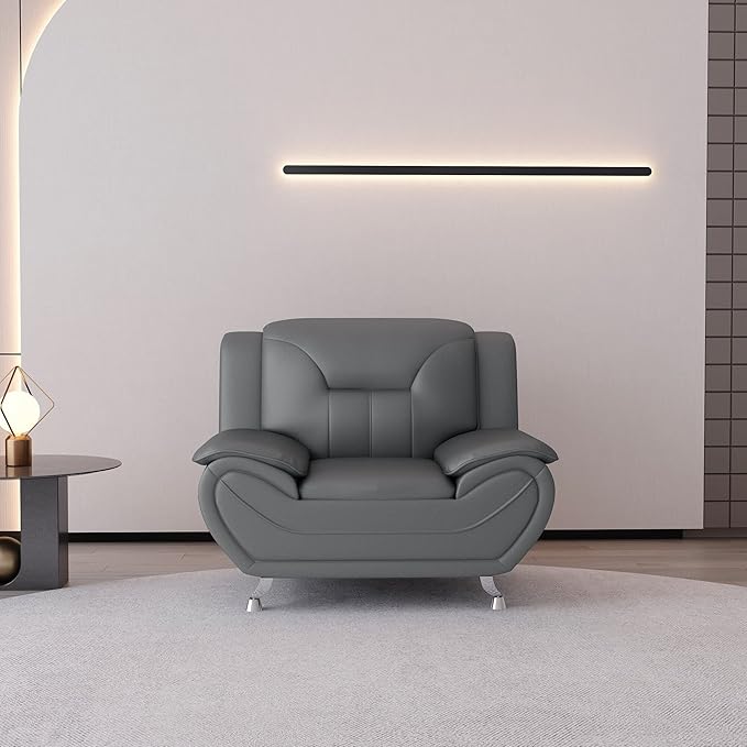 Container Furniture Direct Michael Modern Faux Leather Upholstered Stainless - Image 2