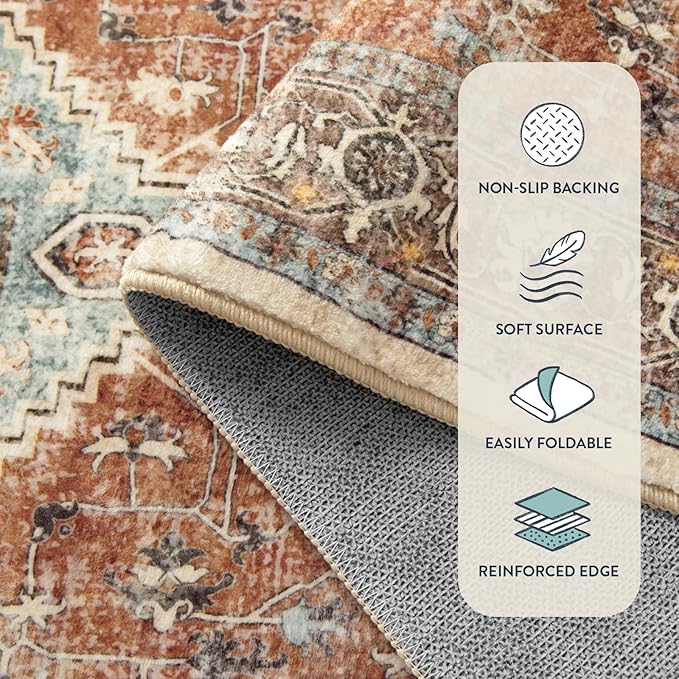 Lahome Oriental Small Rugs for Entryway, 2x3 Rug Non Slip Washable Door Mat - Image 6