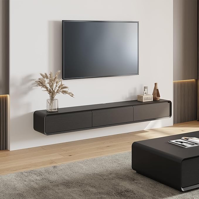 POVISON Fully Assembled Floating TV Stand, 63 inch Modern TV Stand by POVISON