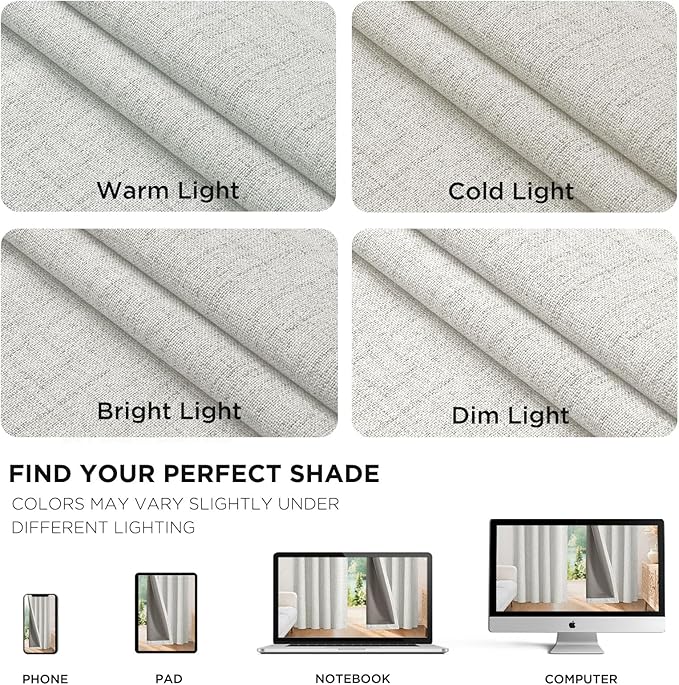 Joydeco polyester Curtains 96 inch Length 2 Panels Set Burg 100% Blackout Long - Image 9