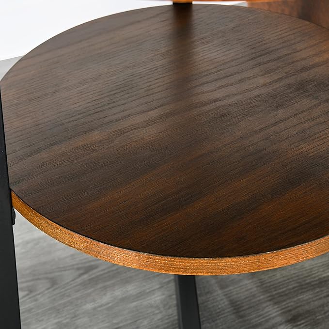 LEEMTORIG Round Side Table, 2-Tier End Table Nightstand - Image 6