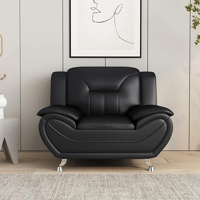 Container Furniture Direct Michael Modern Faux Leather Upholstered Stainless - Image 7