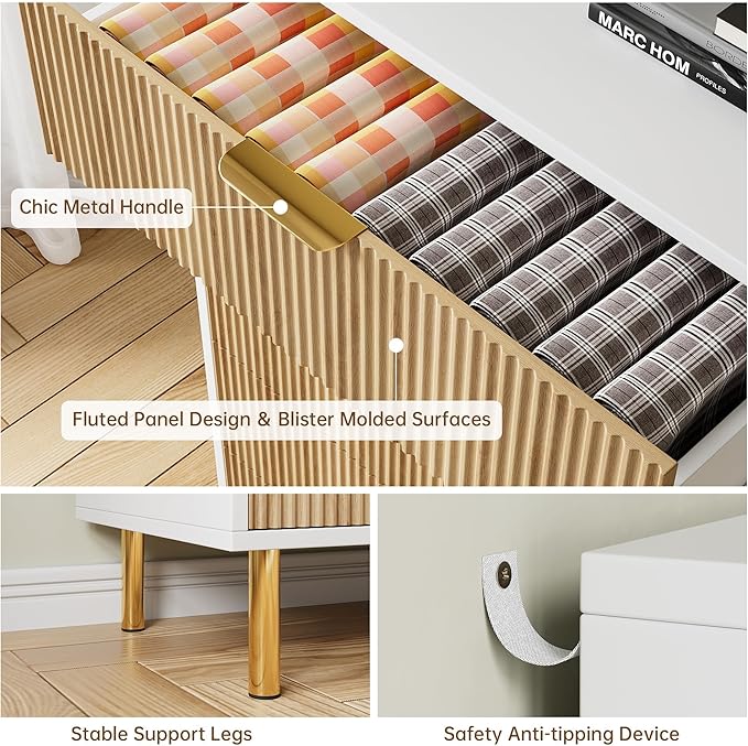 GarveeHome Natural Dresser, Modern 3 Drawer Dresser - Image 7