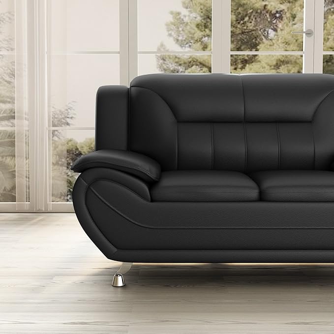 Container Furniture Direct Michael Modern Faux Leather Upholstered Stainless - Image 8