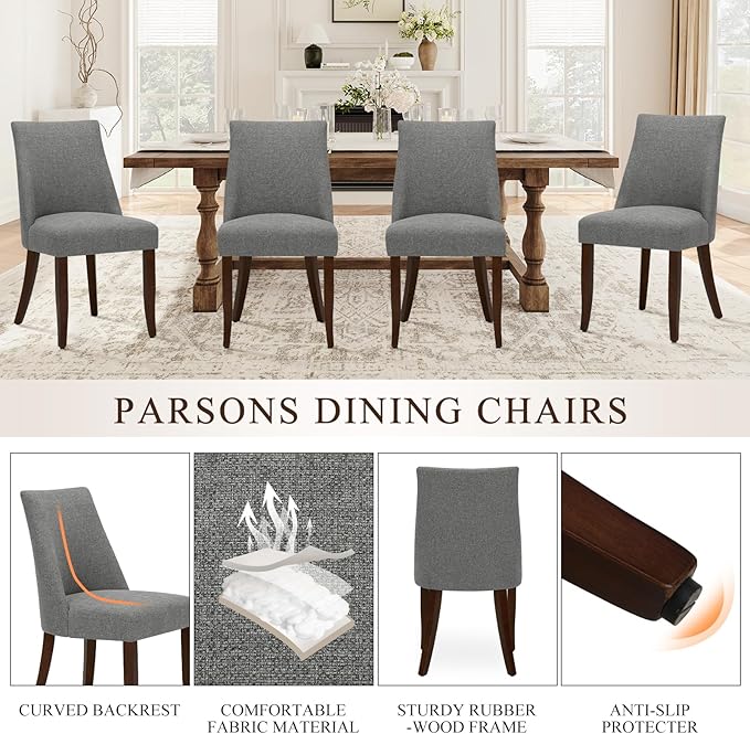 COLAMY Upholstered Dining Chairs Set of 6, Mid Century Modern Kitchen Chairs - Image 5