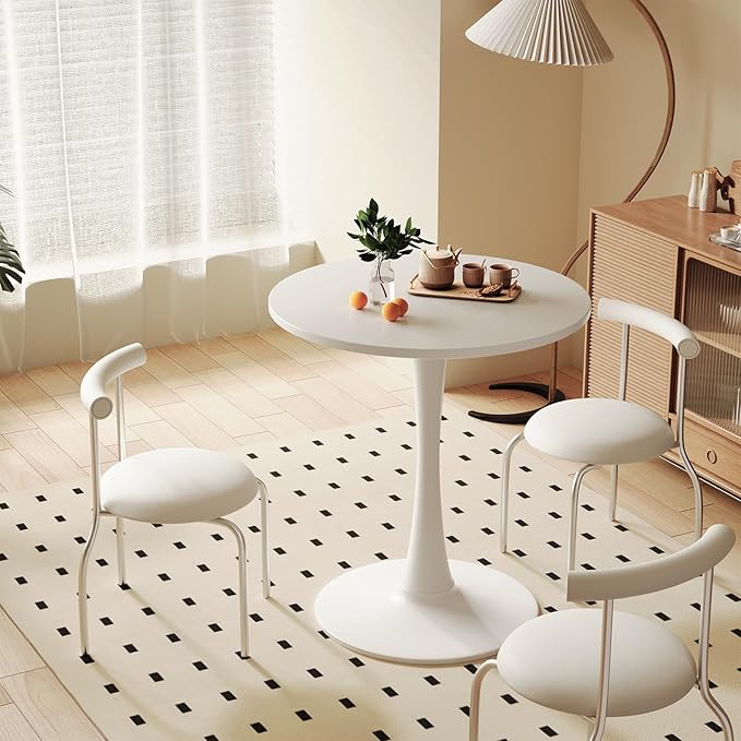 White Round Dining Table for 2 Person, 24 Inch Small Tulip Table - Image 7