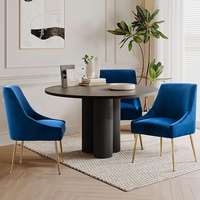Modern Velvet Dining Chairs Set of 4, Contemporary Upholstered Furniture - Image 2