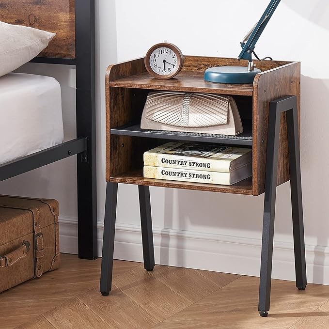 VECELO Nightstand Set of 2, Industrial End Table, Bedside Table - Image 5