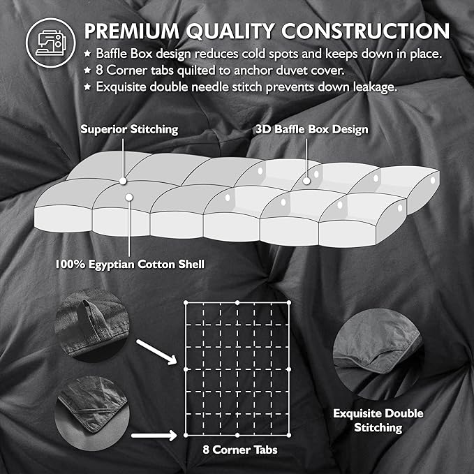 Luxurious All-Season Goose Down Feather Fiber Comforter Twin Size Duvet Insert - Image 4