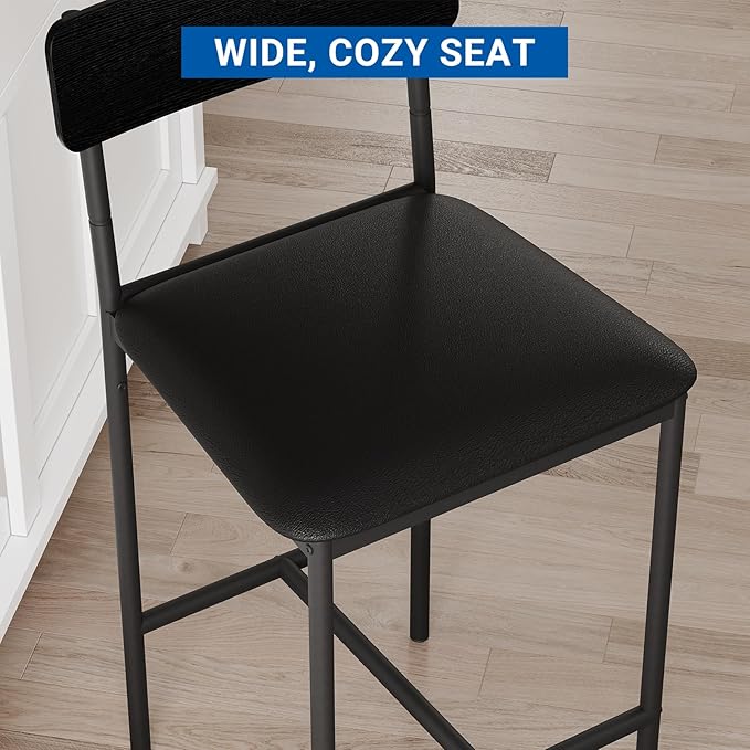 GarveeHome Bar Stools Set of 2, Upholstered Counter Height Bar Stools - Image 5