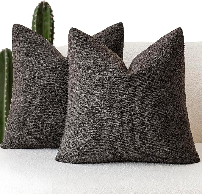 Foindtower Pack of 2 Textured Boucle Throw Pillow Covers Accent Solid by Foindtower