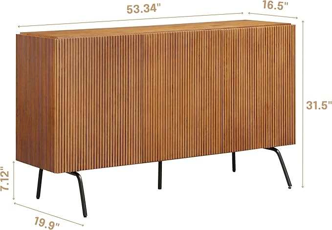 NTC Veil Sideboard with 2 Doors and 3 Drawers, Buffet Cabinet with Vertical - Image 2