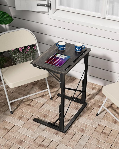 21''Wx28''H Folding TV Tray for Eating, Small Foldable C-Shaped Tray Table - Image 2