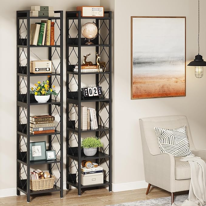 Tribesigns 78.7 Inch Extra Tall Narrow Bookshelf, 7 Tier Skinny Bookcase - Image 3
