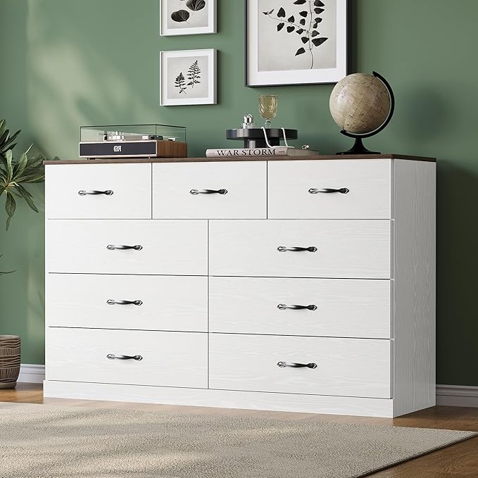 LINSY HOME 9 Drawer Dresser for Bedroom, Modern TV Stand Dressers by LINSYHOME