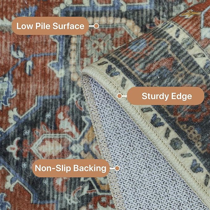 GENIMO 2x5 Runner Rugs for Hallway, Machine Washable Non Slip Vintage Rugs - Image 6