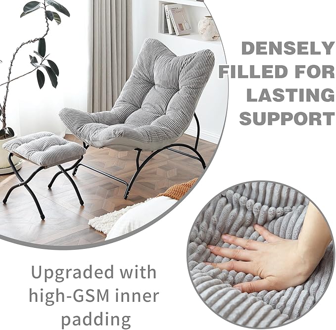 Welnow Accent Lounge Lazy Chair, Comfy Soft Leisure Metal Frame Reading Chair - Image 7