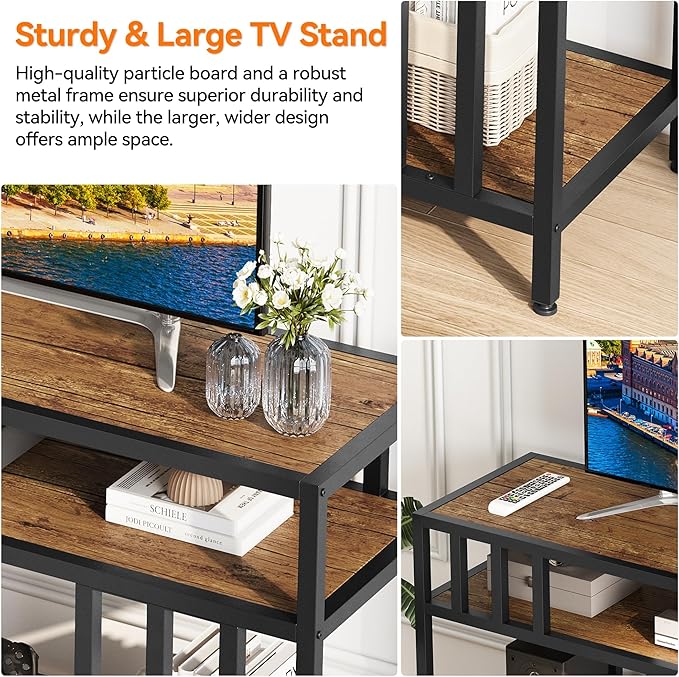 Garvee 58" TV Stand for Television up to 65 Inches, Entertainment Center - Image 4