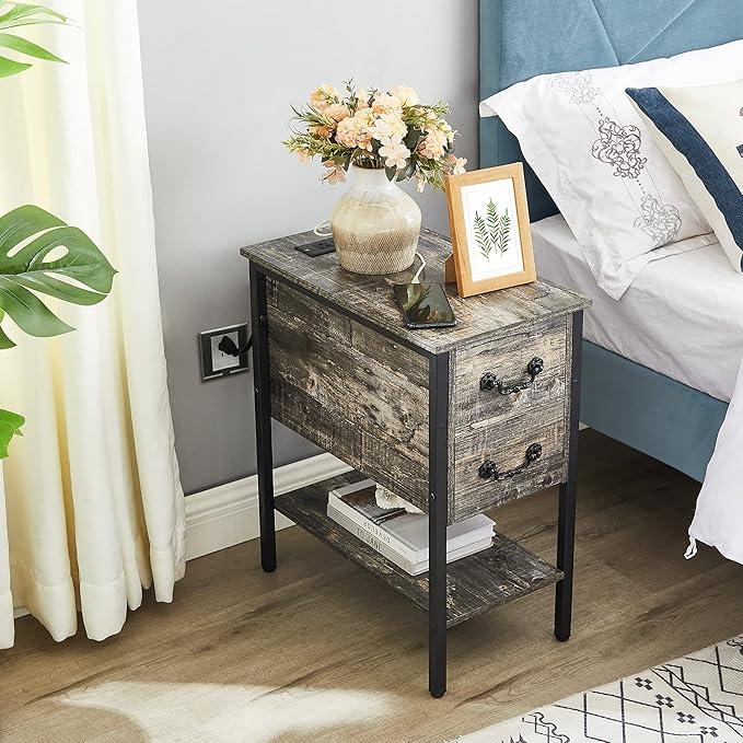 VECELO End Tables, Narrow Nightstands - Image 4