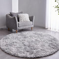 FJZFING Tie-Dyed Light Grey Round Rug Ultra-Soft Plush Modern 4x4 Circle Area by FJZFING