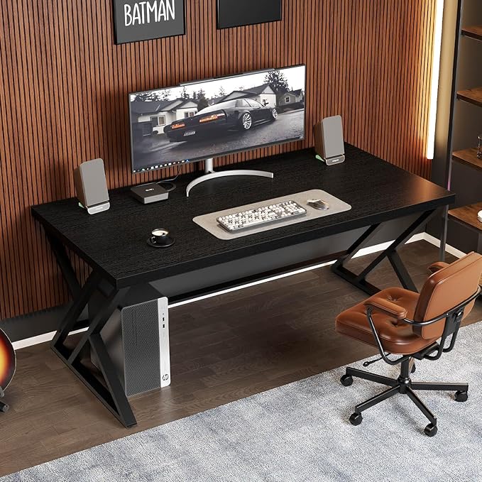 LVB Black Desk, Modern Gaming Writing Computer Desk - Image 2