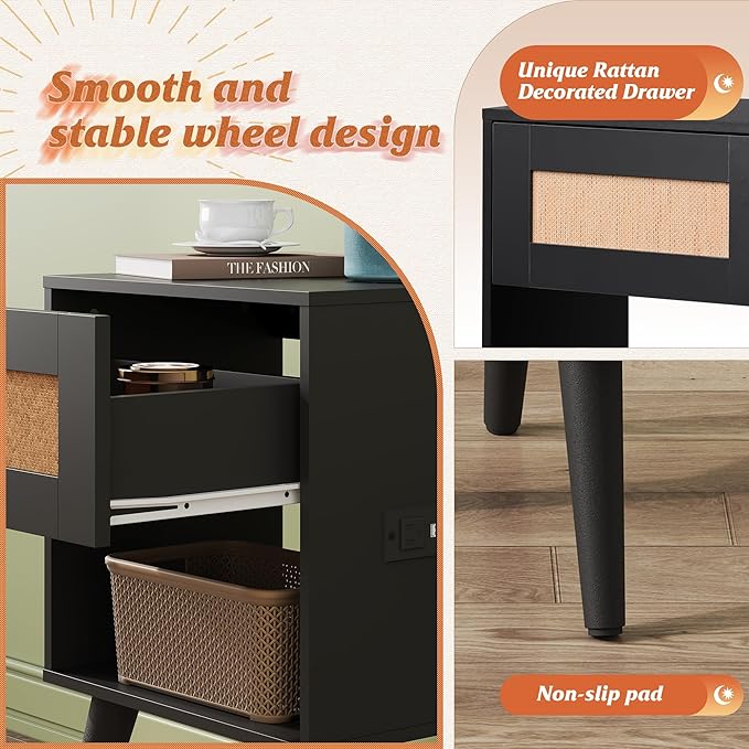 WLIVE Rattan Nightstands Set of 2 - Image 6