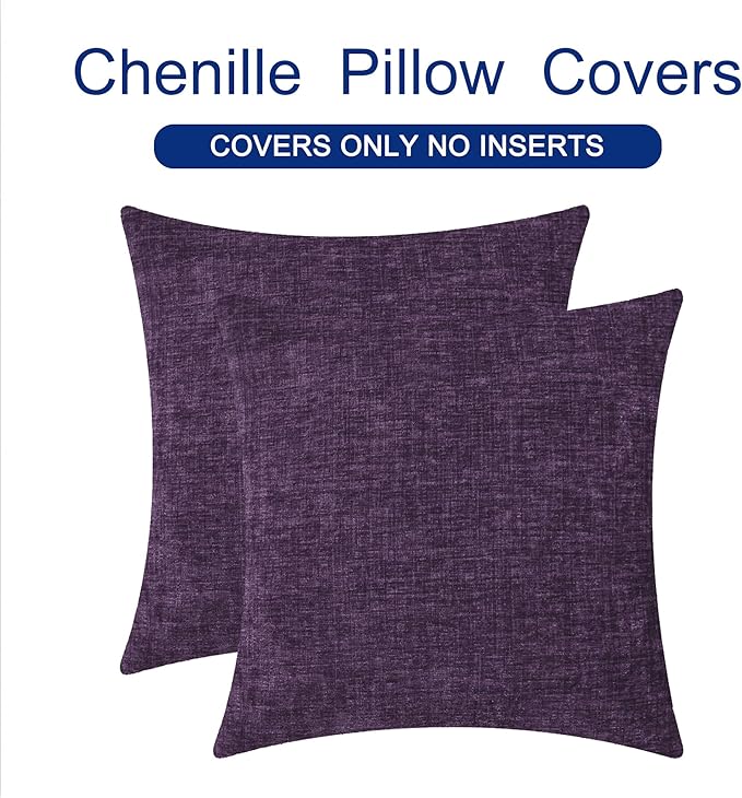 CaliTime Throw Pillow Covers Decorative 24 X 24 Inches Pack of 2 Cozy Chenille - Image 6