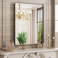 20X30 Inch Black Bathroom Mirror, Rounded Rectangle Matte Bathroom Vanity Mirror by JISOSO
