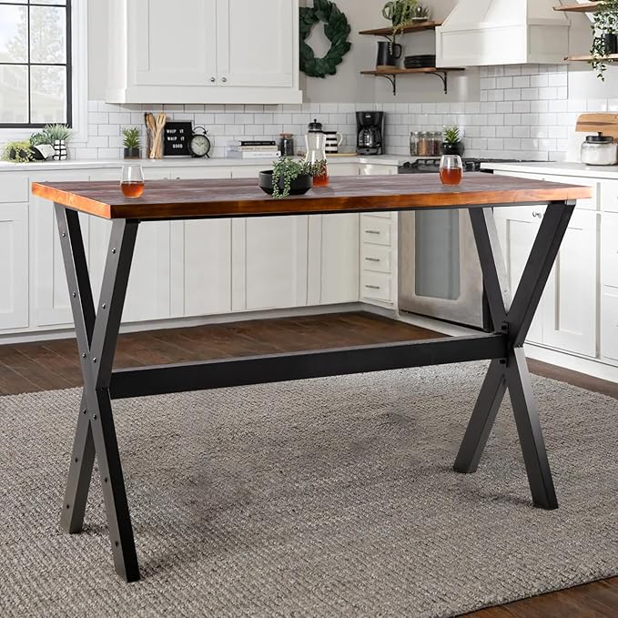 Bar Table, for Narrow Space, Living Room, Rustic Brown Wood, Industrial Black - Image 2