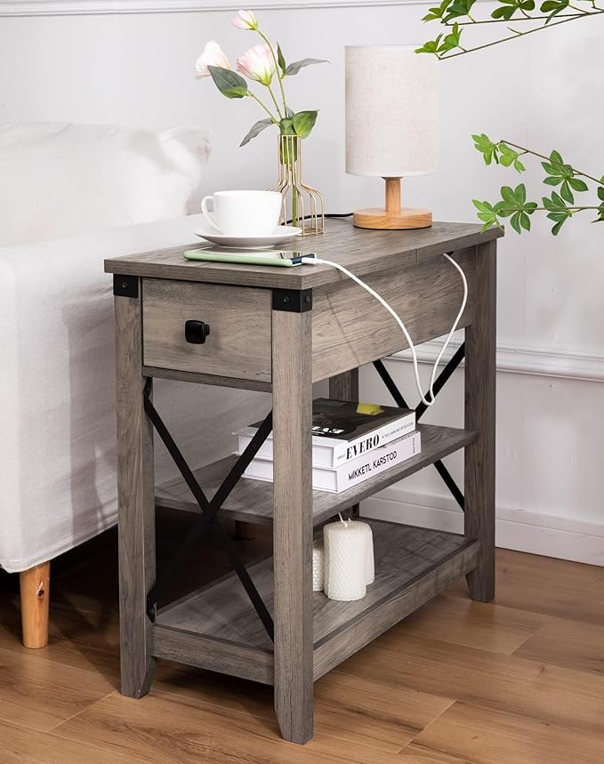 Narrow End Table with Charging Station - Image 2