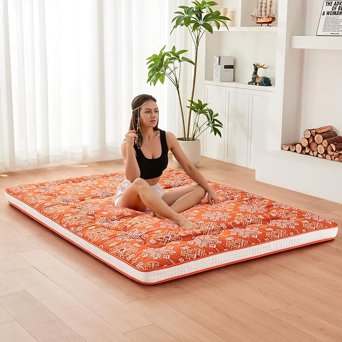 Dr.Futon Japanese Floor Futon Mattress Extra Thick Folding Roll Up Bed Topper - Image 4