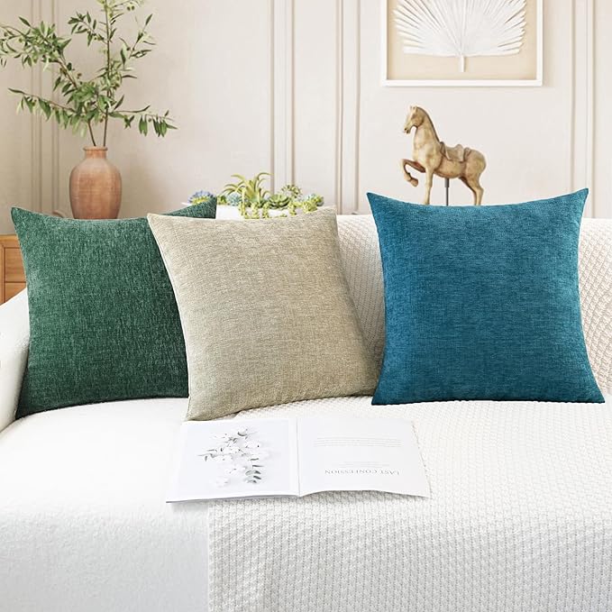 CaliTime Throw Pillow Covers Decorative 22 X 22 Inches Pack of 2 Cozy Chenille - Image 5