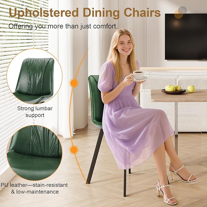 Upholstered Dining Chairs Set of 2, Modern Kitchen & Dining Room Chairs - Image 5