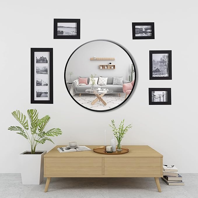 FrameWorks 20" Deluxe Contemporary Black Circular Aluminum Mirror - Image 5