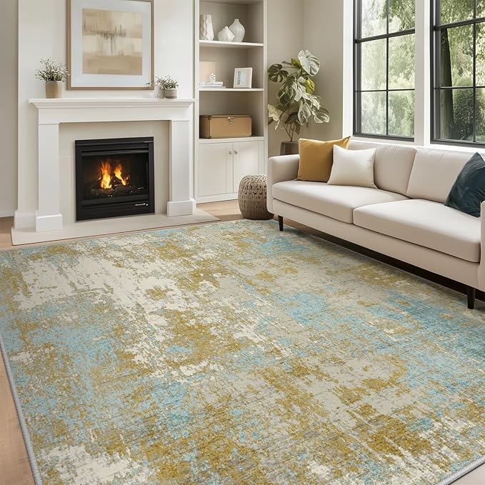 Washable Area Rugs 8'x10' Non-Slip Modern Abstract Soft by RELEANY