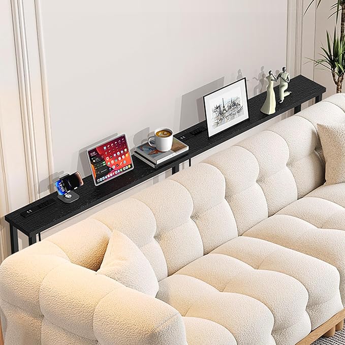 GRLEAF 78" Sofa Table with Built-in Power Strip – 4.9ft Power Cord, Metal Frame - Image 2