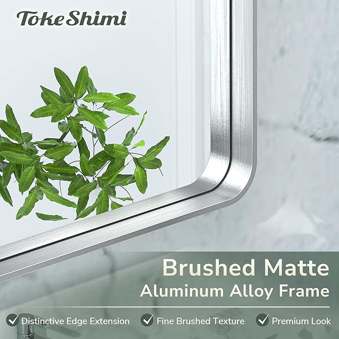 TokeShimi 55 x 30 Inch Brushed Silver Mirror Wall Mirror - Image 3