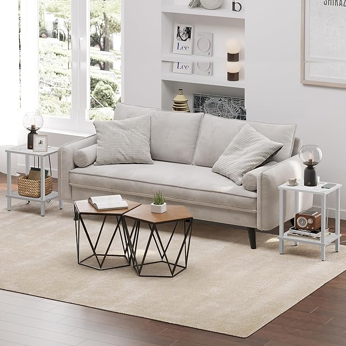 TUTOTAK End Table, Side Table, Nightstand, 2-Tier Storage Shelf, Sofa Side Table - Image 7