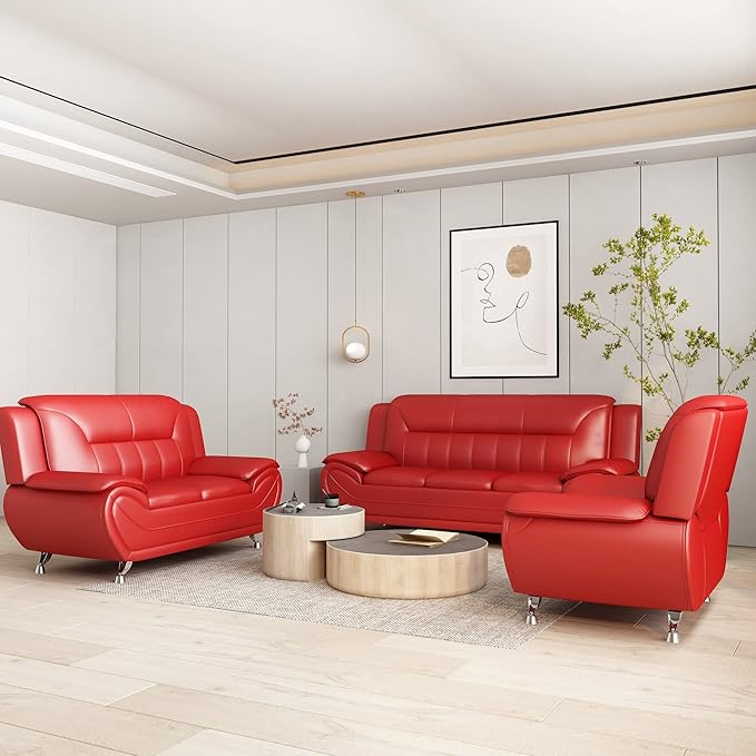 Container Furniture Direct Michael Modern Faux Leather Upholstered Stainless - Image 3