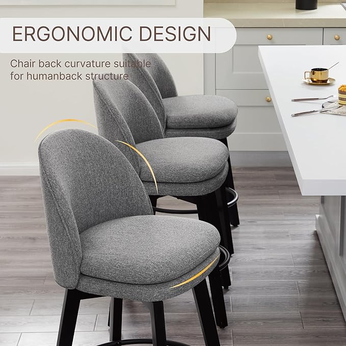 Counter Height Barstools 26 inch Upholstered Swivel Bar Stools - Image 6
