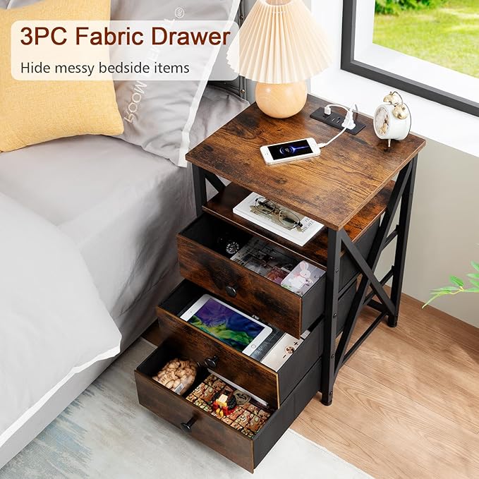 AMHANCIBLE Night Stand Set 2, LED Nightstand - Image 9