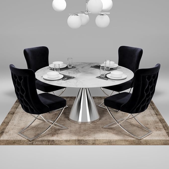 Ottomanson Royal Dining Chairs Set of 4 – Upholstered Tufted Microfiber - Image 2
