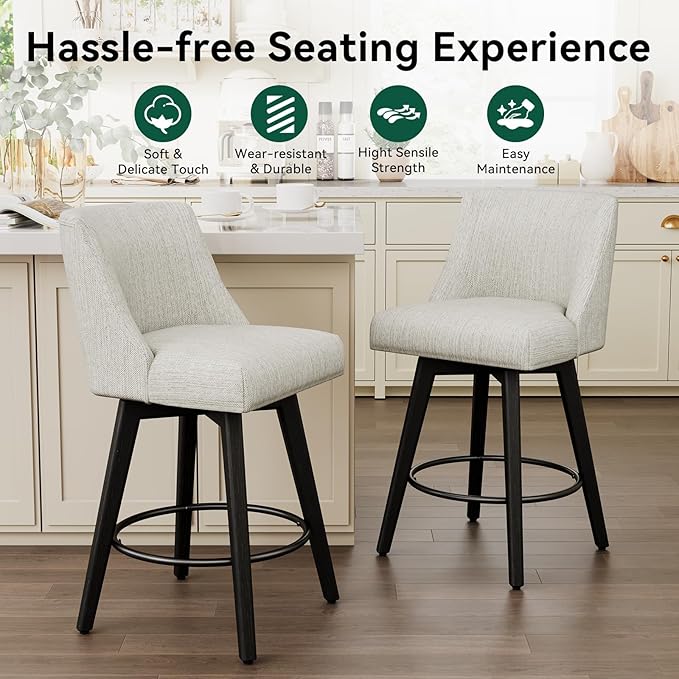 Vipbear Swivel Counter Height Bar Stools Set of 3, 26.8" H Counter Stools - Image 3