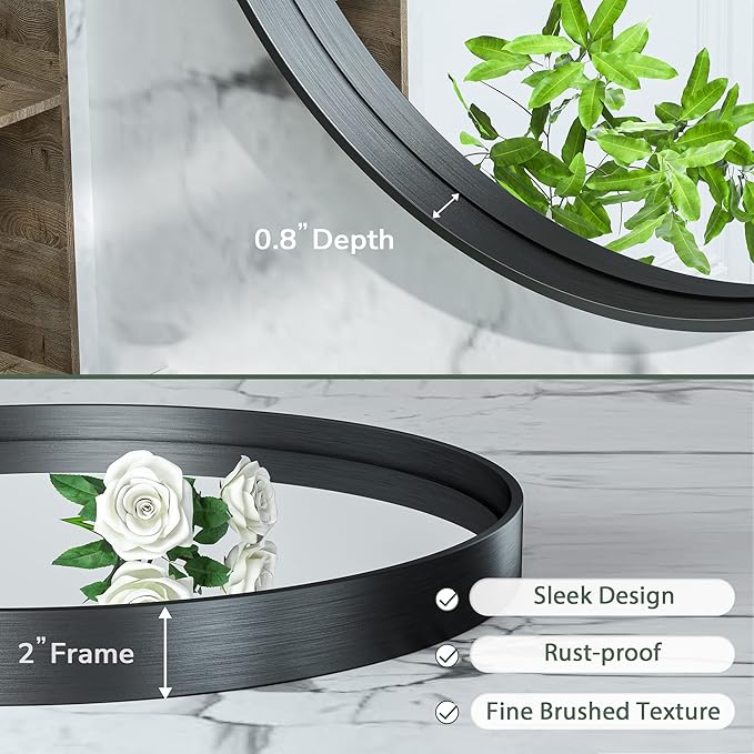 TokeShimi 40 Inch Round Black Bathroom Mirror - Image 3