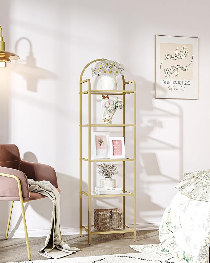 Bookcase Bookshelf, Tempered Glass Bookshelves, Slim Shelving Unit - Image 8