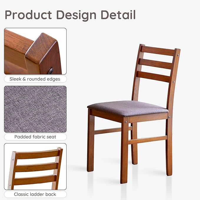 Livinia Seattle Modern Farmhouse Kitchen Dining Room Chair Set of 2, Solid Wood - Image 4