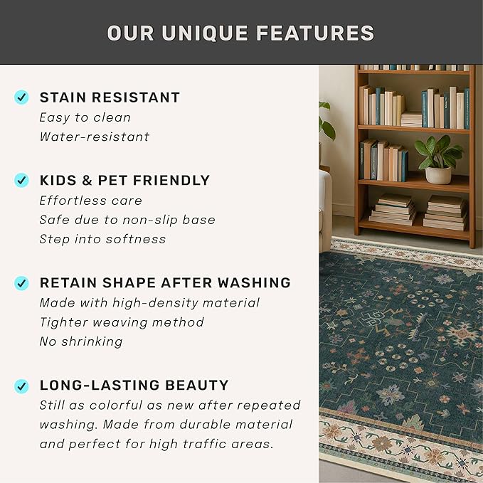 Dark Green Kitchen Rug 10 ft Long - Image 5